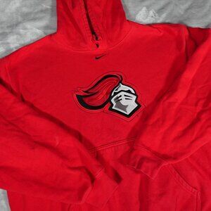 Vintage Rutgers University Nike Center Swoosh Hoodie Mens Large FADED Red Y2K